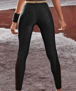 Bench. Leggings mit Leodruck und Mesh-Einsatz Nougat-leo, Schwarz-leo