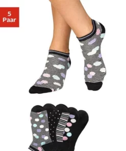 Bench. Sneakersocken (5-Paar) gestreift und gepunktet