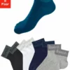 Bench. Kurzsocken (8-Paar) mit eingestricktem Schriftzug am Bündchen 2 x schwarz | 2 x weiß | 2 x hellgrau-meliert | 2 x blau, Schwarz