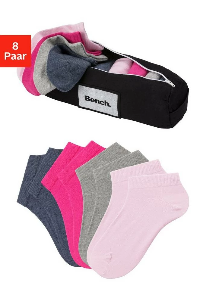 Bench. Sneakersocken (Federtasche, 8-Paar) in ansprechendem Mäppchen mit Reißverschluss 8 x schwarz, 2 x jeansblau-meliert | 2 x rose | 2 x pink | 2 x grau-meliert 9 Bench. Sneakersocken (Federtasche, 8-Paar) in ansprechendem Mäppchen mit Reißverschluss 8 x schwarz, 2 x jeansblau-meliert | 2 x rose | 2 x pink | 2 x grau-meliert – Bild 9