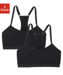 Bench. Bustier (Packung, 2 Stück) Mädchen - mit sportivem Rückenausschnitt und verstellbaren Trägern Weiß | weiß, Schwarz | schwarz, Rosa-gepunktet | blau-gepunktet -Bench Verkaufsgeschäft 21325219