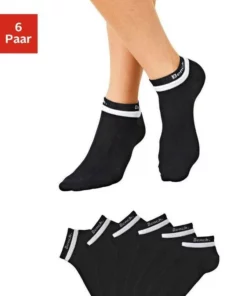 Bench. Kurzsocken (6-Paar) mit doppelten Bündchen Schwarz, Weiß-schwarz-grau