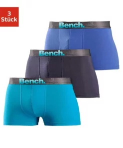 Bench. Boxer (3 Stück) mit Logo Webbund Türkis | marine | blau, Anthrazit | schwarz | grau-meliert, Schwarz