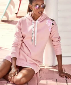 Bench. Sweatkleid mit Blumenprint auf der Schulter Schwarz, Weiß, Rauchrosa -Bench Verkaufsgeschäft 331b28a6 a6a9 5755 8d9a 5e4db6304fa3