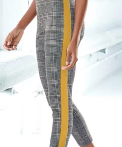 Bench. 7/8-Leggings mit Kontrastfarben seitlichem Tape Kariert-rostrot, Kariert-curry -Bench Verkaufsgeschäft 33667684