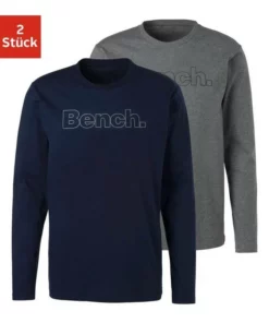 Bench. Langarmshirt (Packung, 2er-Pack) mit Bench. Print vorn Navy | grau-meliert, Petrol | schwarz -Bench Verkaufsgeschäft 34231359