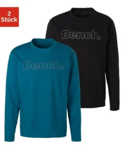 Bench. Langarmshirt (Packung, 2er-Pack) mit Bench. Print vorn Navy | grau-meliert, Petrol | schwarz