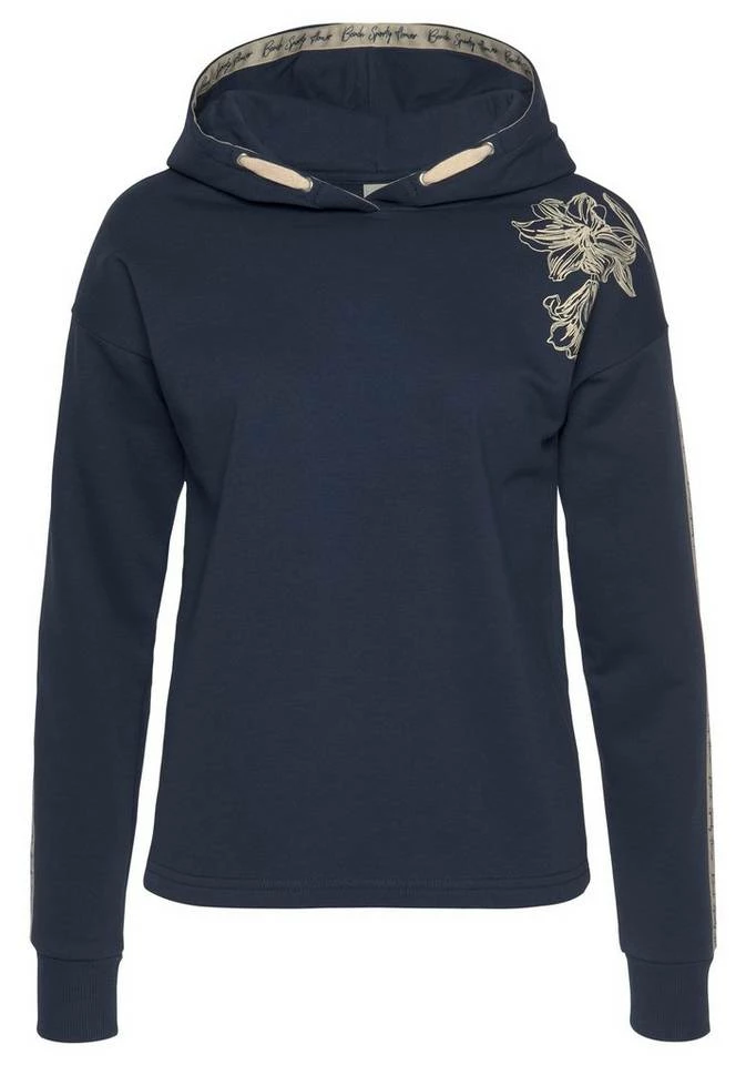 Bench. Kapuzensweatshirt mit Blumenprint und Logotapes Mandarine, Dunkelblau, Creme 2 Bench. Kapuzensweatshirt mit Blumenprint und Logotapes Mandarine, Dunkelblau, Creme – Bild 2
