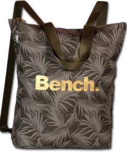 Bench. Cityrucksack »D2ORI303C Bench grün-farbener Rucksack Nylon« (Cityrucksack), Damen, Jugend Cityrucksack, Henkeltasche Nylon, grün, oliv, Größe ca. 40cm, Blätter-Print