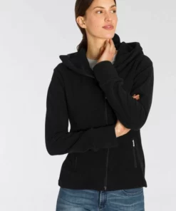 Bench. Fleecejacke »NINJA« mit hochschließendem Kragen & Kapuze Marine, Bordeaux, Schwarz