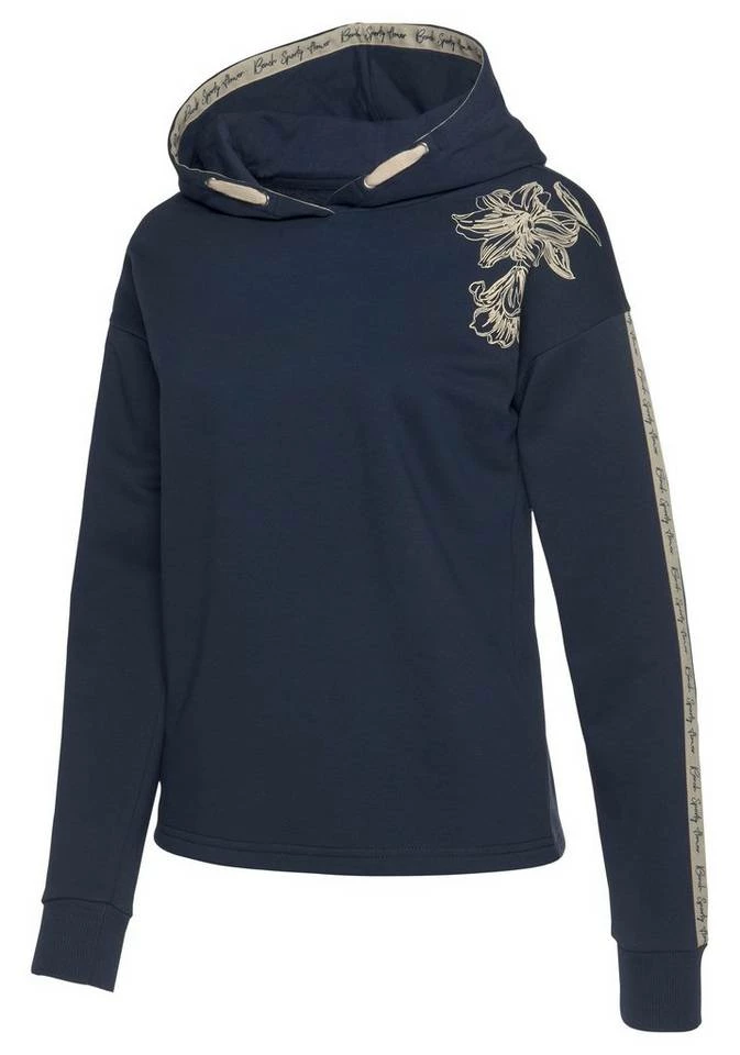 Bench. Kapuzensweatshirt mit Blumenprint und Logotapes Mandarine, Dunkelblau, Creme 4 Bench. Kapuzensweatshirt mit Blumenprint und Logotapes Mandarine, Dunkelblau, Creme – Bild 4