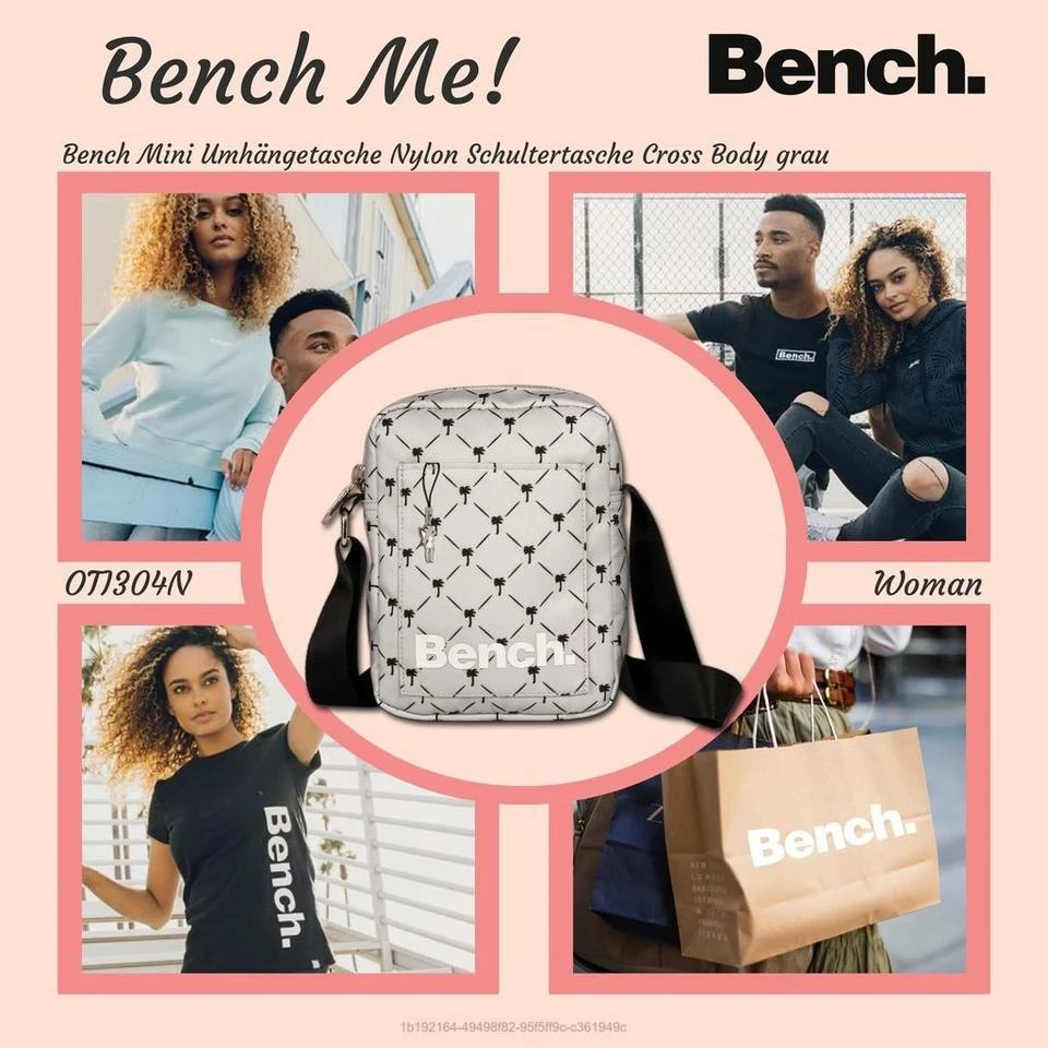 Bench. Umhängetasche »D2OTI304N Bench sportliche MiniBag Umhängetasche« (Umhängetasche), Damen, Jugend Tasche aus Nylon, Größe ca. 14cm in grau, hellgrau, kleine Palmen 2 Bench. Umhängetasche »D2OTI304N Bench sportliche MiniBag Umhängetasche« (Umhängetasche), Damen, Jugend Tasche aus Nylon, Größe ca. 14cm in grau, hellgrau, kleine Palmen – Bild 2