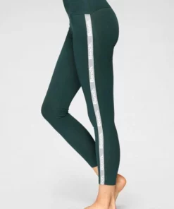 Bench. Leggings mit bedruckten Tapestreifen Dunkelgrün, Schwarz