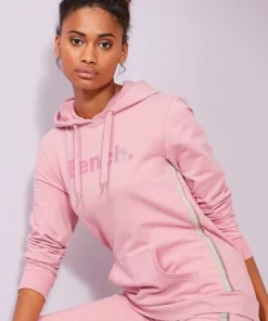 Bench. Hoodie mit Glitzer Streifen und Glitzer Logodruck Beige-meliert, Rose, Schwarz