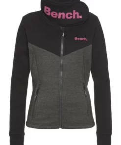 Bench. Kapuzensweatjacke »MILEY« mit hochschließendem Kragen mit Klettverschluss Dark-grey, Light-grey