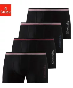 Bench. Boxer (4 Stück) mit Logo Druck Schwarz, Bordeaux | schwarz | anthrazit-meliert | navy, Rot | navy | grau-meliert | blau