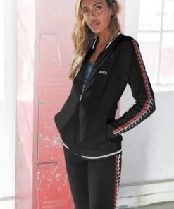 Bench. Sweatjacke im Collegestyle Schwarz, Offwhite-ecru-altweiß, Rot