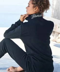 Bench. Sweatjacke mit glänzender Logostickerei am Stehkragen Schwarz, Ecru, Hellgrau-melange -Bench Verkaufsgeschäft d9fc653e 5176 5080 8524 84cee05bb227