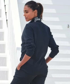 Bench. Sweatjacke mit glänzender Logostickerei am Stehkragen Schwarz, Ecru, Hellgrau-melange